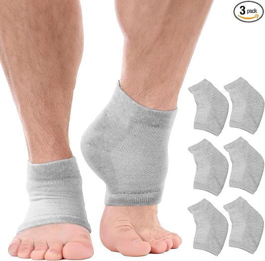 Moisturizing Socks for Women & Men | Aloe Vera Cracked Heel Treatment | Foot Callus Remover | Aloe Socks for Cracked Heels & Dry Cracked Feet | Lotion Infused Gel Heel Socks (Large - 3 Pairs)