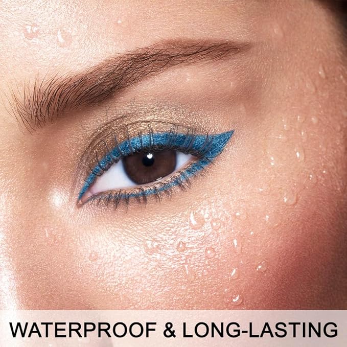 evpct 1Pcs Sky Royal Cobalt Blue Color Gel Glitter Eyeliner Pencils Set for Women Waterline Waterproof Smudge Proof lapiz de ojos delineador de ojos contra el agua Eye Liner Makeup,07# Blue