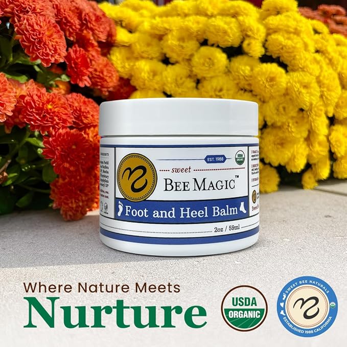 Sweet Bee Naturals Organic All Natural Foot and Heel Balm 2 OZ Jar. For Dry and Cracked Feet Repair. Organic Salve Moisturizer for Heel Care & Callus Treatment. Made in USA. 1 Jar (2 OZ)