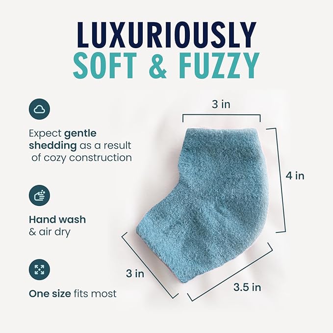 Dr. Frederick's Original Moisturizing Fuzzy Heel Socks - 2 Pairs - Cozy Gel-Lined Sleep Socks for Women & Men - Soothes Dry, Cracked Feet - Heel Repair - Teal Tranquility