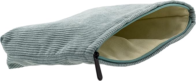 PAZIMIIK Makeup Bag Large Zipper Corduroy Make Up Pouch for Purse Travel Canvas Cosmetic Organizer for Women Brush Storage,Blue