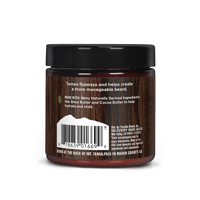 Every Man Jack Unscented Beard Butter - Fragrance Free for Sensitive Skin - Rejuvenates, Hydrates, and Styles Dry, Unruly Beards - Naturally Derived with Shea Butter and Coconut Oil - 4oz (2 Pack)