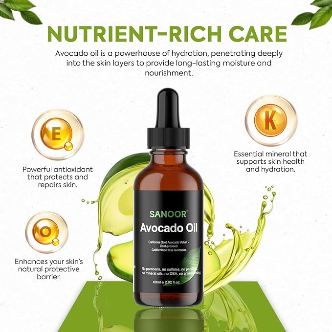 California Gold Avocado Oil - 100% Pure & Cold-Pressed - Premium Grade for Hair & Skin with Nutrient-Rich Hair Butter - 2.02oz (60ml)