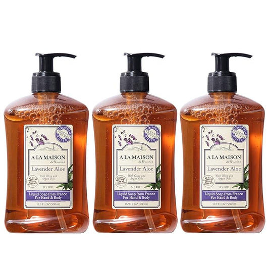 A LA MAISON de Provence Liquid Soap, Lavender Aloe, 16.9 Fl Oz (Pack of 3)