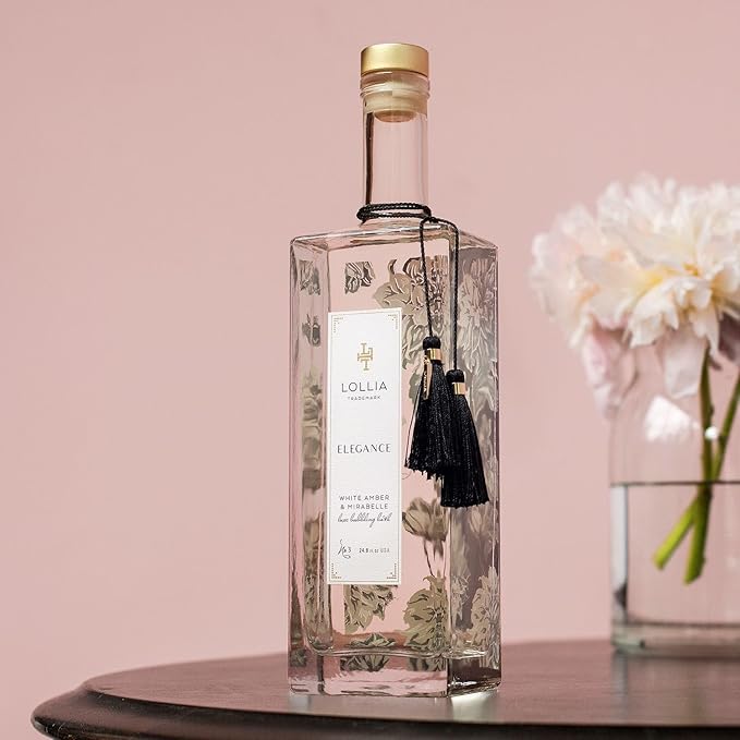 Lollia Elegance Bubble Bath, White Amber and Mirabelle, 24.8 oz Bubble Bath for Women, Bubbling Skin Care, Luxury Beauty for Body, at Home Spa Experience