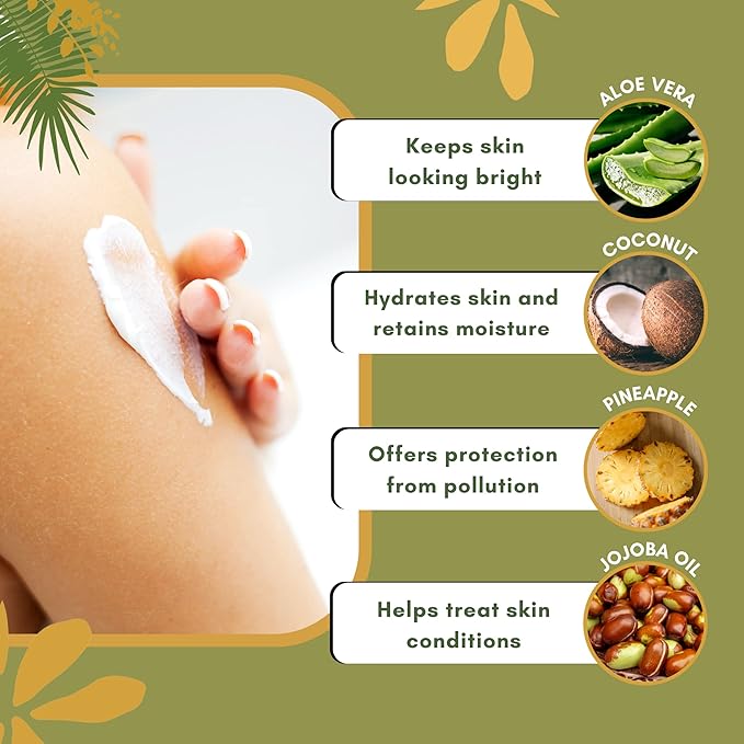 Saavy Naturals Body Cream Clean,Plant Based Ingredients - Made in USA, 2 Pack Tropical Coconut with Absorbent Shea Butter Vegan, Thick and Creamy, Naturally Scented Body Lotion for Dry Skin, 8.5 Oz.