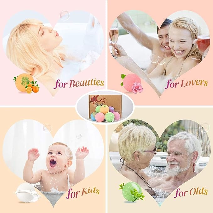 Bath Bombs Gift Set 12 PCS 2.8oz Organic Natural Essential Oils, Relax and Moisturize Skin, Luxury Spa Bomb Gifts for Girl, Mom, Kids, Wife, Birthday, Valentine's Day, Anniversary
