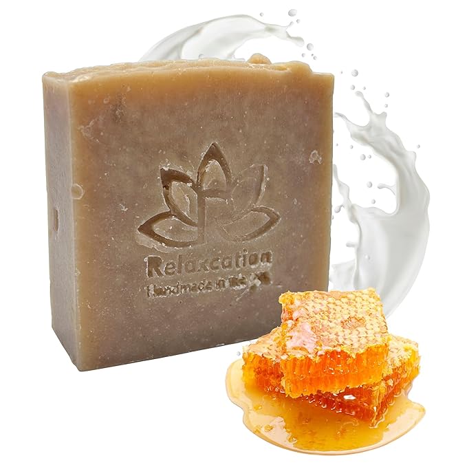 100% Natural Goat Milk Soap Bar with Real Raw HONEY and GOAT MILK - Mild and Soft Cold Process Soap Bar | Handmade in USA (Goat Milk and Honey)