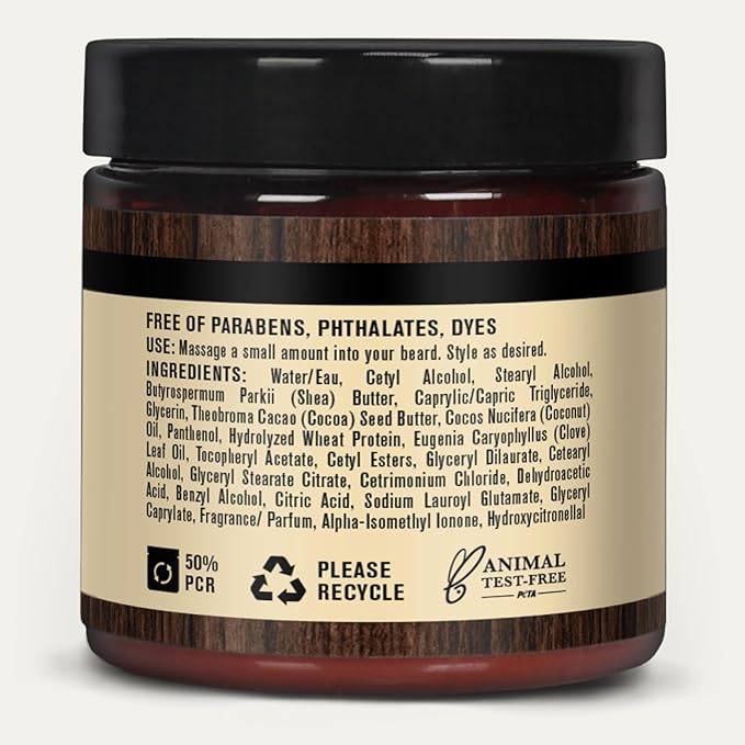 Every Man Jack Beard Butter- Vanilla & Cedar Fragrance - Hydrates and Styles Dry, Unruly Beards While Relieving Itch - Naturally Derived w/Shea Butter & Coconut Oil - 4 oz (2 Pack)