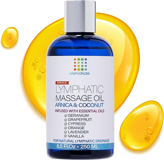 Lymphatic Drainage Massage Oil with Arnica Oil & Coconut for Post Surgery Recovery & Lymphatic Drainage Massager, Liposuction, 360 Lipo, BBL, After Tummy Tuck Surgery Items, Fibrosis Treatment, 8.5 Oz