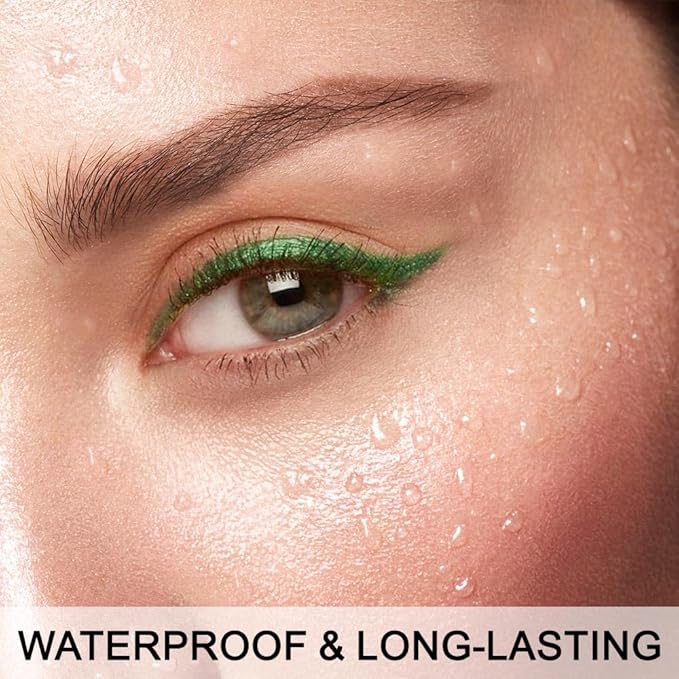 evpct 2Pcs Blue & Green Color Gel Glitter Eyeliner Pencils Set for Women Waterline Waterproof Smudge Proof lapiz de ojos delineador de ojos contra el agua Eye Liner Makeup