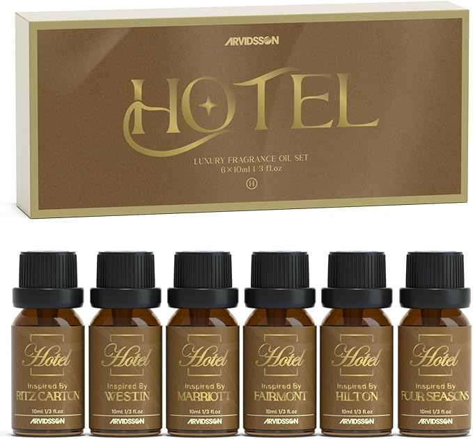 Hotel Diffuser Oils Gift Set - ARVIDSSON Hotel Essential Oils for Diffuser, Luxury Fragrance Oil Set - Inspired by 5 Star Hotels Including Hilton, Four Seasons and More Scents, Gift for Women and Men