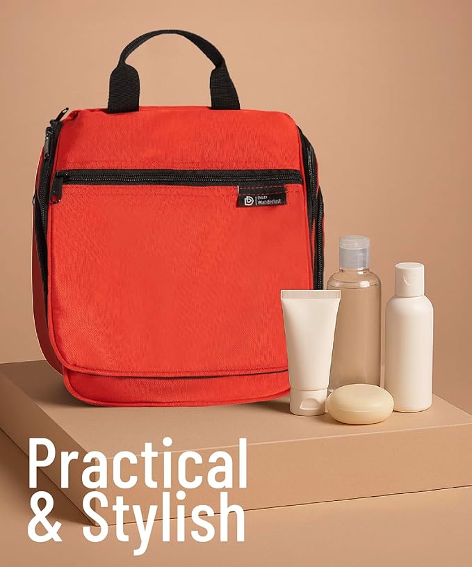 D&D Hanging Travel Toiletry Bag for Men and Women – Large Cosmetics, Makeup and Toiletries Organizer Kit with 10 Compartments, YKK Zippers, XXL Metal Swivel Hook, Water-Resistant Nylon