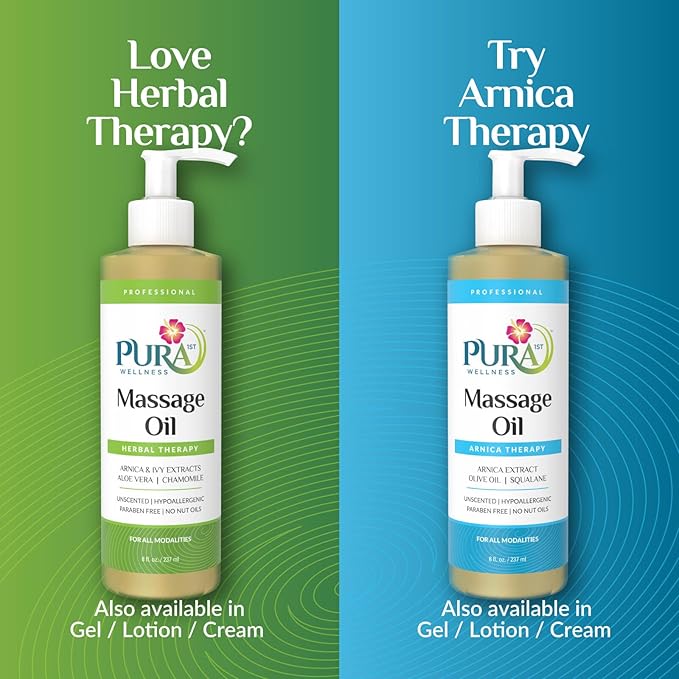 Wellness Professional Herbal Massage Oil, 8oz, Hypoallergenic Formula for Muscle Relief, Professional Deep Tissue Therapy, Massage Oil, Unscented, for Physical Therapy and Muscle Recovery