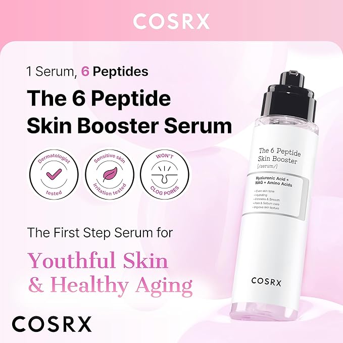 COSRX 6X Peptide Collagen Booster Toner Serum with Copper Peptides, Niacinamide & Hyaluronic Acid Skin Renewal Boosting Facial Essence for All Skin Types, Korean Skin Care, 150mL/5.07 Fl.Oz