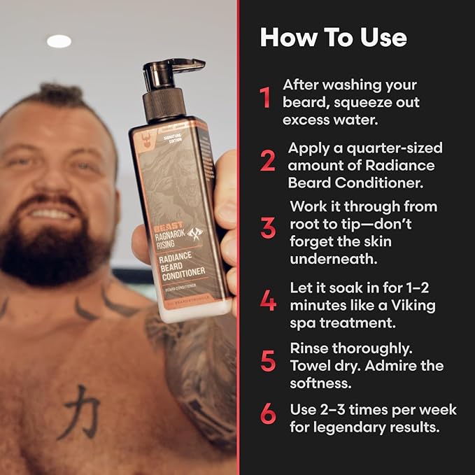 The Beard Struggle Eddie Hall Beast Line Radiance Beard Conditioner for Men - Ragnarok Rising Signature Scent - Deep Conditioning for Soft, Strong Beards - 8 fl oz