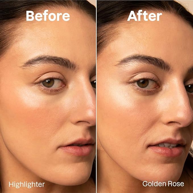 Bundle of ATTITUDE Oceanly Lightweight Highlighter Stick, Titanium Dioxide-Free, EWG Verified, Plastic-Free, Vegan Makeup, Golden Rose, 0.3 Oz + Oceanly Lightweight Bronzer Stick, Coffee, 0.3 Oz