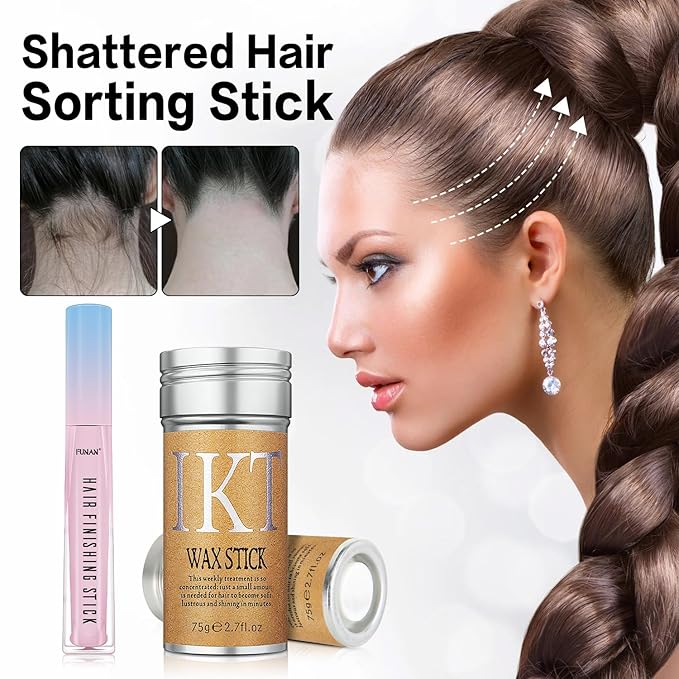 5 Pcs Hair Wax Set for Women & Baby Accessories, Edge Control Slick for Flyaways, Finishing Stick, Styling Comb, Gel for Fixing