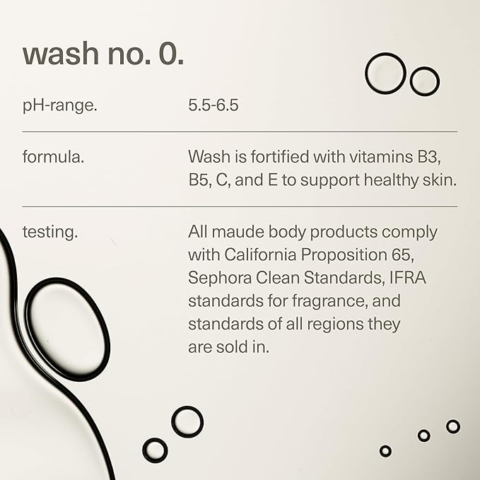 MAUDE Wash No. 0 - pH Balanced Moisturizing Body Wash & Bubble Bath - With Vitamin C & E for Whole-Body Skin & Feminine Care - Skin-Softening Shower Gel - Unscented (12 fl oz)