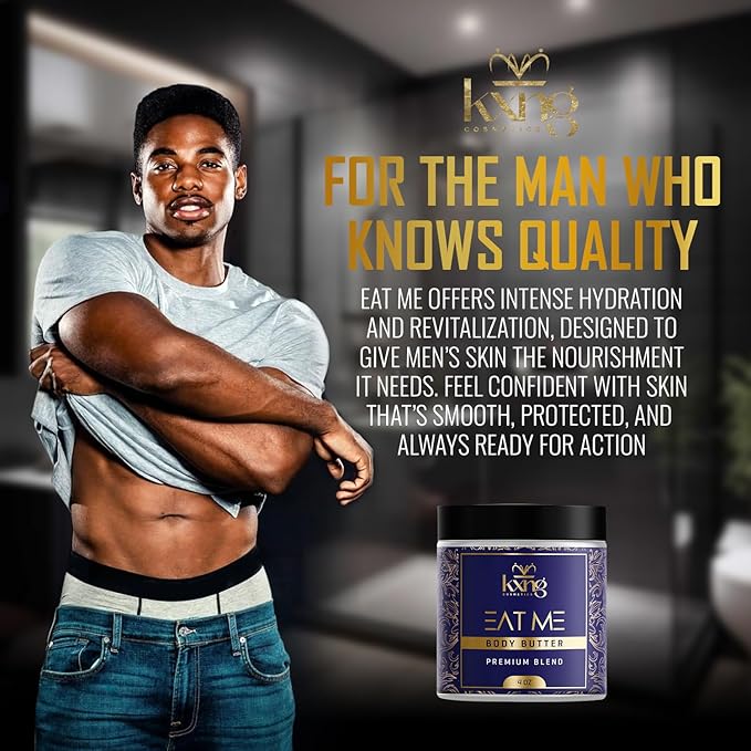 KXNG Cosmetics, Body Butter, Organic Skin Care for Men and Women, Body Moisturizer Lotions and Creams, Raw Shea Butter, Cocoa Butter, Mango, Coconut Oil, Hand, Foot, All Skin Types (Eat Me 2)