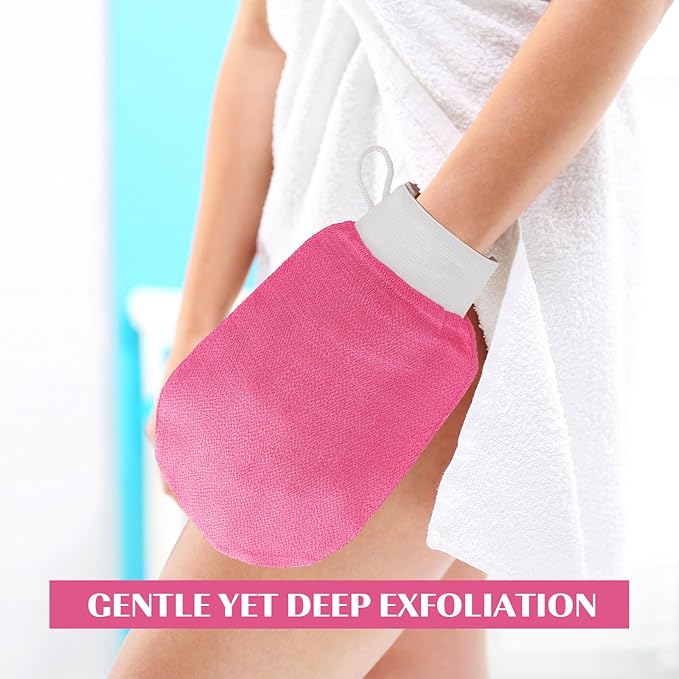20 Pcs Exfoliating Glove Bulk Summer Exfoliator Mitt Body Scrubber 150d Viscose Fiber Deep Skin Korean Scrub Mitt for Spa Massage Dead Skin Remover for Men and Women(Rose Red)