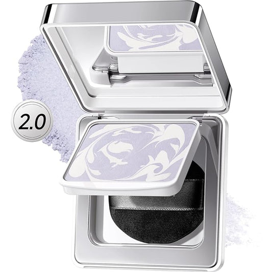 2.0 Black Magnet Soft Focus Powder, Waterproof Translucent Pressed Setting Powder, 24H Longlasting Talc-Free Face Powder, Oil Control Compact Makeup,03 Blue Purple For Sensitive Skin, 0.28Oz