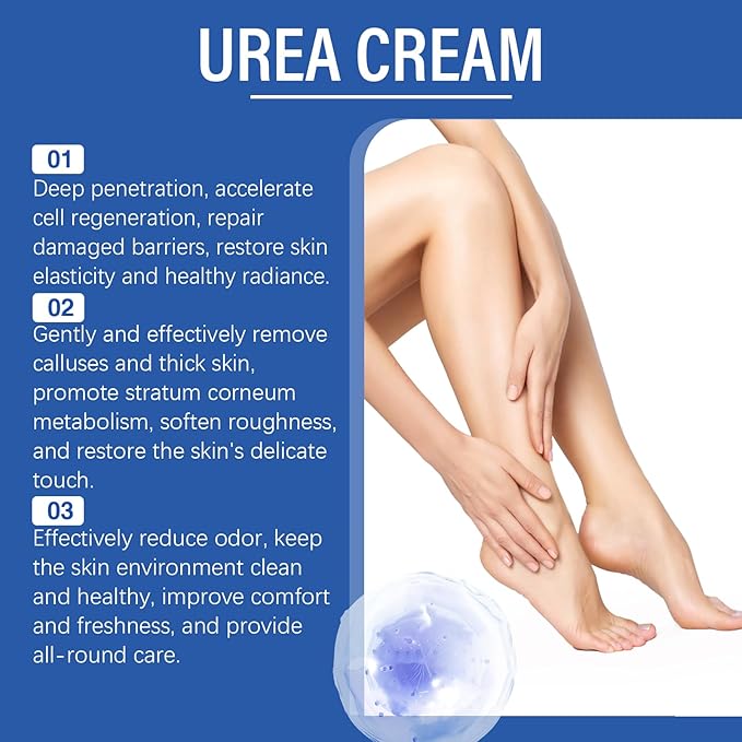 60% Urea Hydrating and Anti-Cracking Foot Cream, Foot Therapy Balm, Moisturising and Relieves Cracking and Dryness Foot Cream, Dry Cracked Heels and Feet Women Men (White, 1.4 Ounce)