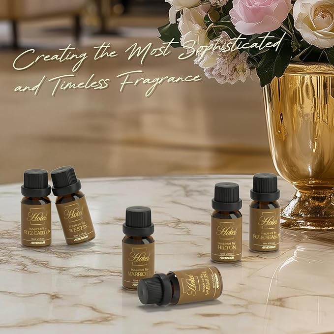 Hotel Diffuser Oils Gift Set - ARVIDSSON Hotel Essential Oils for Diffuser, Luxury Fragrance Oil Set - Inspired by 5 Star Hotels Including Hilton, Four Seasons and More Scents, Gift for Women and Men