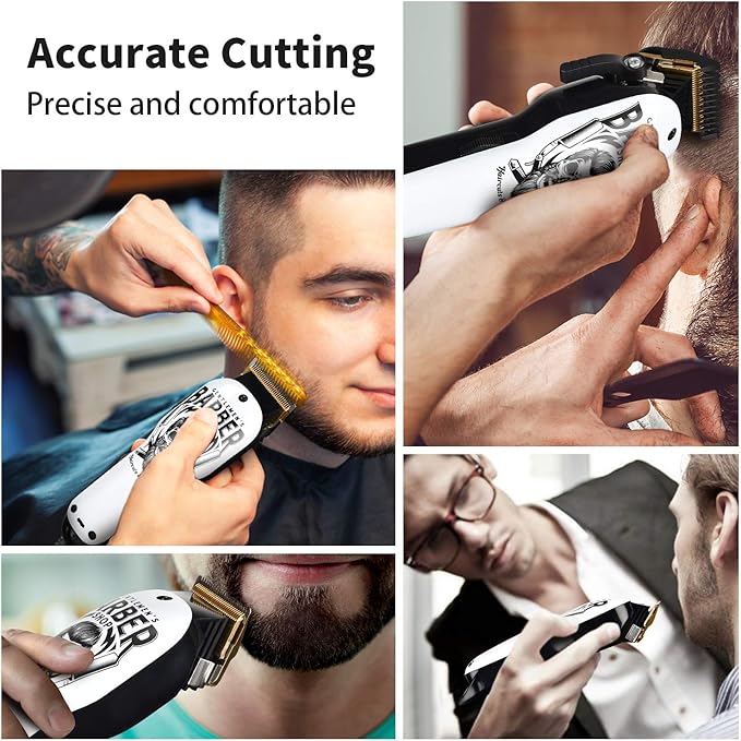 BESTBOMG® Updated Professional Hair Clippers Cordless Hair Haircut Kit Rechargeable 2000mAh Hair Beard Trimmer Haircut Grooming Kit with 6 Guide Combs & for Men/Father/Husband/Boyfriend