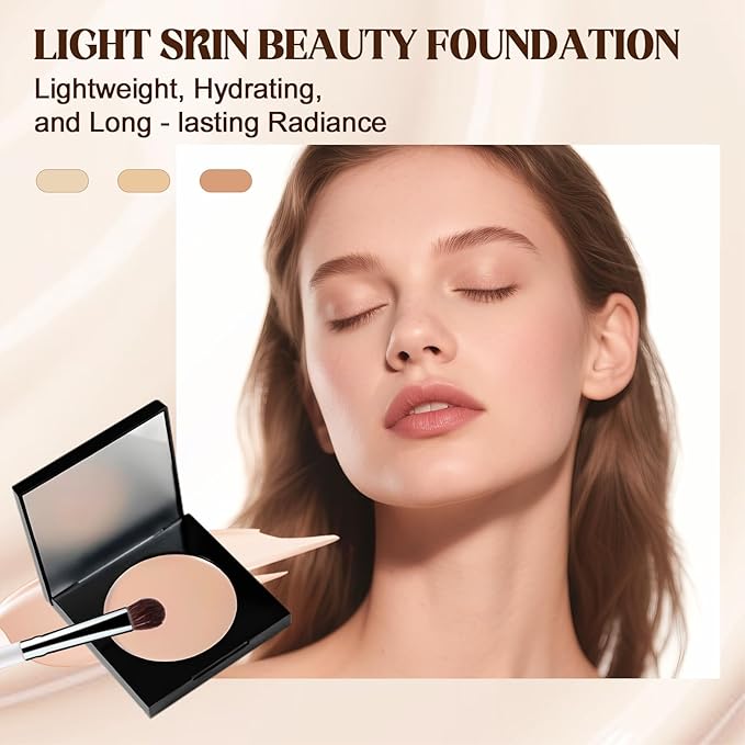 Colored CC Undereye Corrector, Eye Concealer Undereye Color Corrector for Dark Circles, Clay Neutralizing Makeup Under Eye Hydrating Concealer with Brush (Light-Medium & 3 Brushes, Small)