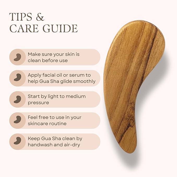 Teak Wood Gua Sha Facial Tool for Face and Body Massage, Anti-Aging Reduce Puffiness Wrinkles Shape Jawline Skincare Routine Treatment, Wooden Gua Sha Massager with Travel Pouch for Gift Set