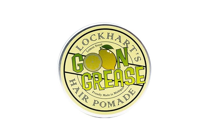 Lockhart's Oil Based Original Goon Grease - Handcrafted Pomade for Men – Firm Hold, High Shine - Locks in Moisture & Easy to Recomb - Lanolin and Avocado Oil for Conditioning - Lemon Scent (3.4 oz)