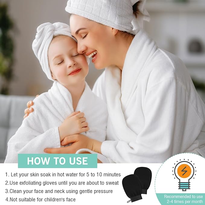 20 Pcs Exfoliating Glove Bulk Summer Exfoliator Mitt Body Scrubber 150d Viscose Fiber Deep Skin Korean Scrub Mitt for Spa Massage Dead Skin Remover for Men and Women(Black)