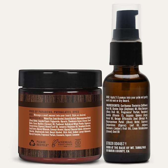 Every Man Jack Beard Oil & Beard Butter Bundle - Aged Bourbon Fragrance - Rejuvenates, Hydrates & Styles Dry Beards - Naturally Derived with Cocoa Butter and Shea Butter