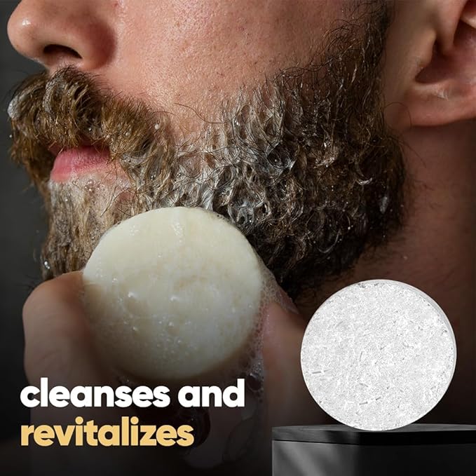 Beard Shampoo Bar, 2 Package, Solid, Unscented, For Men, Supports Growth and Hair Loss Effect, Deeply Nourishes Mustache Roots, Suitable for All Skin Types