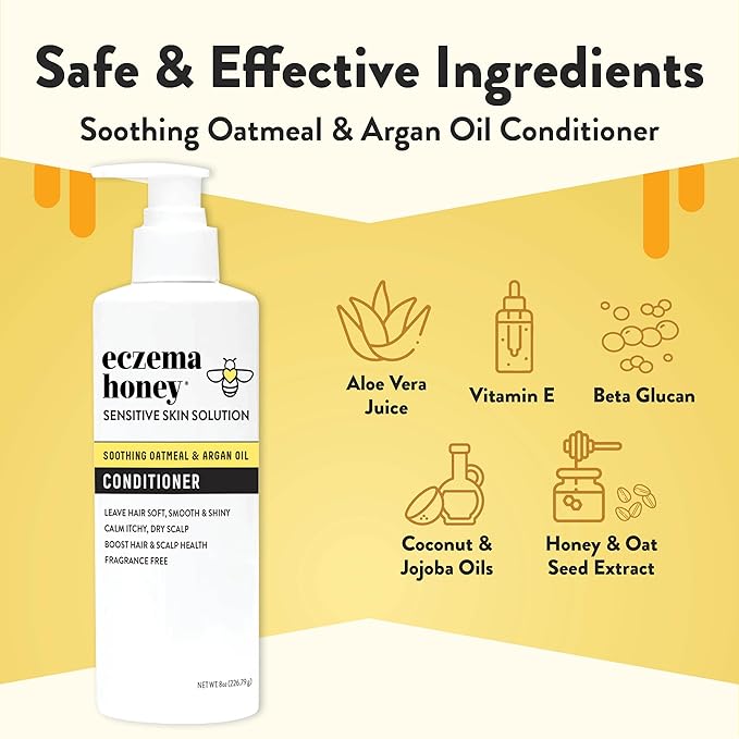 ECZEMA HONEY Nourishing Conditioner - Helps with Psoriasis, Dermatitis, & Flaking - Daily Dandruff Conditioner & Scalp Care - Itchy Scalp Treatment for Men, Women & Kids (8 Oz)