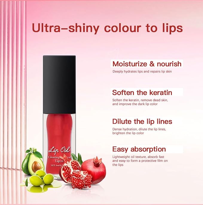 MAEPEOR Glowing Lip Oil 7 Colors Hydrating Lip Balm Nourishing Lip Care Lip Treatment Glossy Finish Non-sticky Moisturizing Lip Balm (02 Clear)