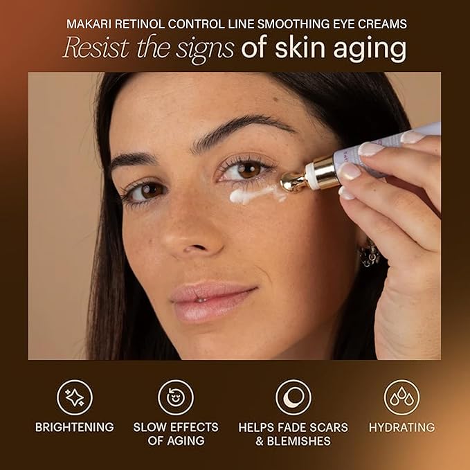 MAKARI Retinol Eye Cream - Collagen Boosting Formula for Fine Lines & Wrinkles | Rice Water, Soybean Seed Oil, Vitamin E | Reduce Puffiness, Firm Skin