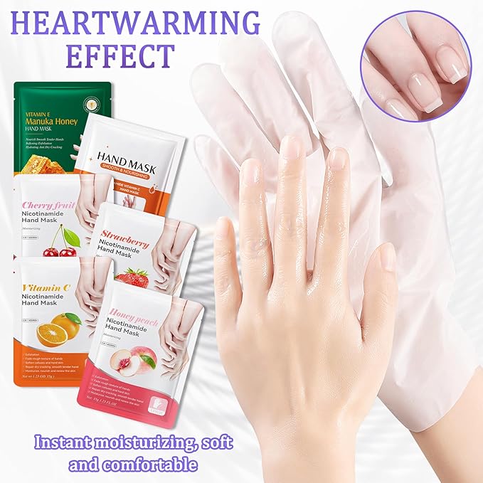 Hand Mask Moisturizing Gloves 6 Pack,Hydrating Hand Mask for Women,Soft Gloves for Dry Cracked Skin B