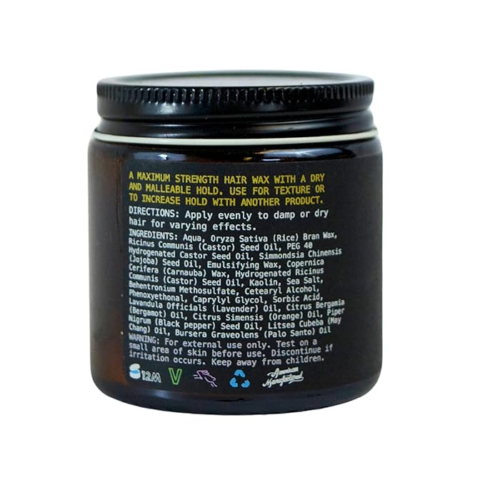 O'Douds Dry Wax - Natural, Dry & Malleable Styling Hair Wax - Strong Hold with a Neutral Finish - Bergamot & Green Tea Scent (4oz.)
