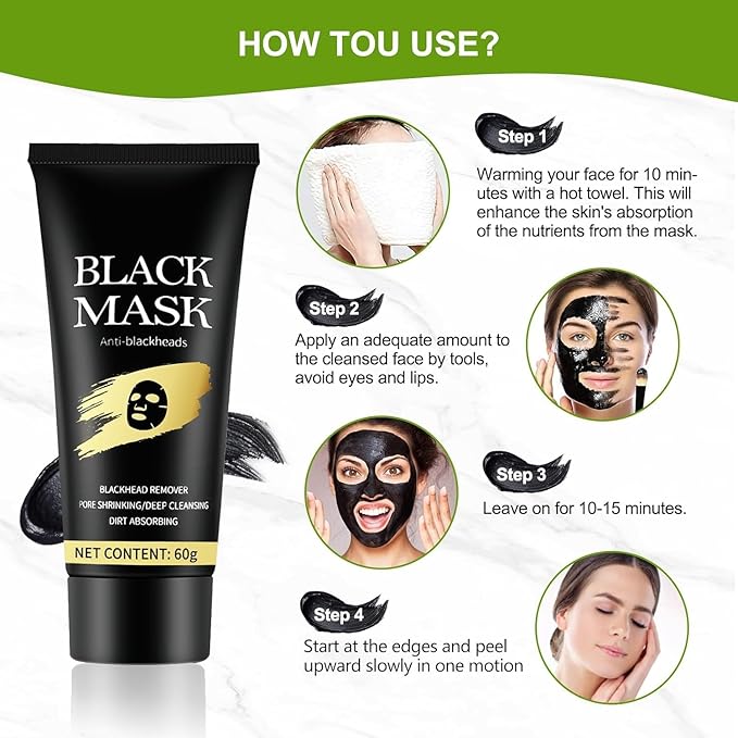 Blackhead Remover Mask, Charcoal Peel Off Face Mask | Charcoal face Mask for Deep Cleansing Dirts, Pores, Acne, Skin Oil and Blackheads | Suitable for all skin types for boys and girls(2.8 Fl Oz)