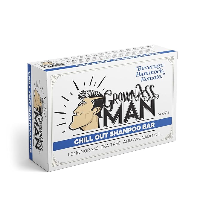 Solid Shampoo Bar Rich Lather 3 in 1: Hair, Beard & Body Wash - Plastic Free & Eco-Friendly, Natural & Organic Clean for All Hair Types, 4oz Bar (Chill Out, 6-Pack)