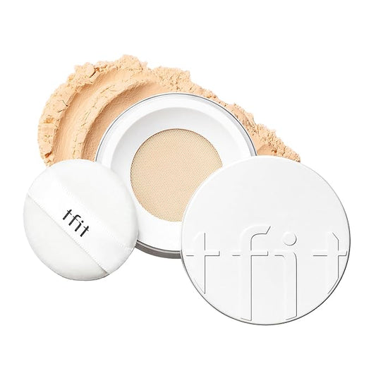 TFIT Translucent Set Finishing Powder - Sebum Control Face Loose Powder, Matte & Silky Finish, Lightweight, Long-lasting, Korean Makeup Setting Powder (2.1 Medium Beige, 0.24 Oz.)