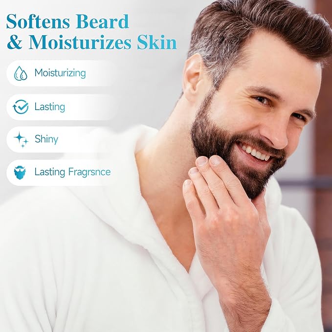 Biotin Beard Balm for Men & Conditioning Beard Wax - Made with Castor Oil Natural and Organic Ingredients - Hydrates & Thickens Facial Hair Growth- 2 Ounce Tin