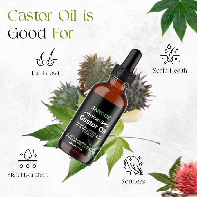Jamaican Glow Castor Elixir Oil | 100% Pure and Natural - Premium Grade Leave In Oil for Hair Growth, Eyelashes and Eyebrows| Infused with Nutrients Pure Hair Butter | Cold-pressed | 60ml
