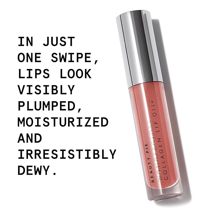Beauty Pie Wondergloss Collagen Lip Oil + Nude Nectar 0.13 fl oz – Hydrating, Plumping, Non‑Sticky Lip Oil Gloss Hybrid with Collagen AC Micro‑Vectors & Cherry Hibiscus Oils