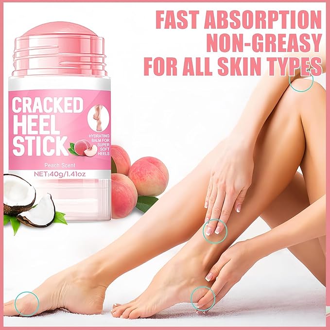 2Pcs Peach Extract Heel Balm Stick for Feet and Hands, Moisturizing Heel, Balmfor Dry Cracked Feet, Hydrating Stick for Foot & Hands, For Women & Men, Travel Size