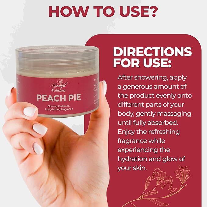 body butter peach pie scent long -lasting fragrance,hydrate skin jojoba oil and more 8oz
