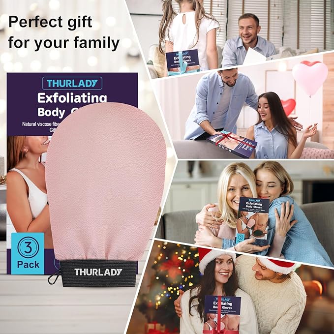 Korean Exfoliating Mitt, Deep Exfoliating Glove, 3pc Body Exfoliator Glove, Body Exfoliator Scrubber, Bath Shower Scrub Gloves, Self Tan Remover, Smooth Skin, Keratosis Pilaris Removal