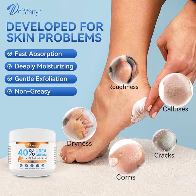 40% Urea Cream for Feet – Foot Cream for Dry Cracked Heels Hand Elbows, Urea 40 percent Foot Lotion for Moisturizing Skin, with 2% Salicylic Acid for Callus Remover & Repair (5.29oz)